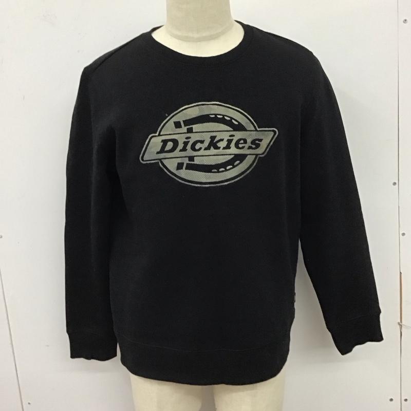 ディッキーズ Dickies トレーナー 長袖 長袖トレーナー スウェット クルーネック リブスウェットカットソー XL ロゴ、文字 黒 / ブラック /  メンズ USED 古着 中古 10124512