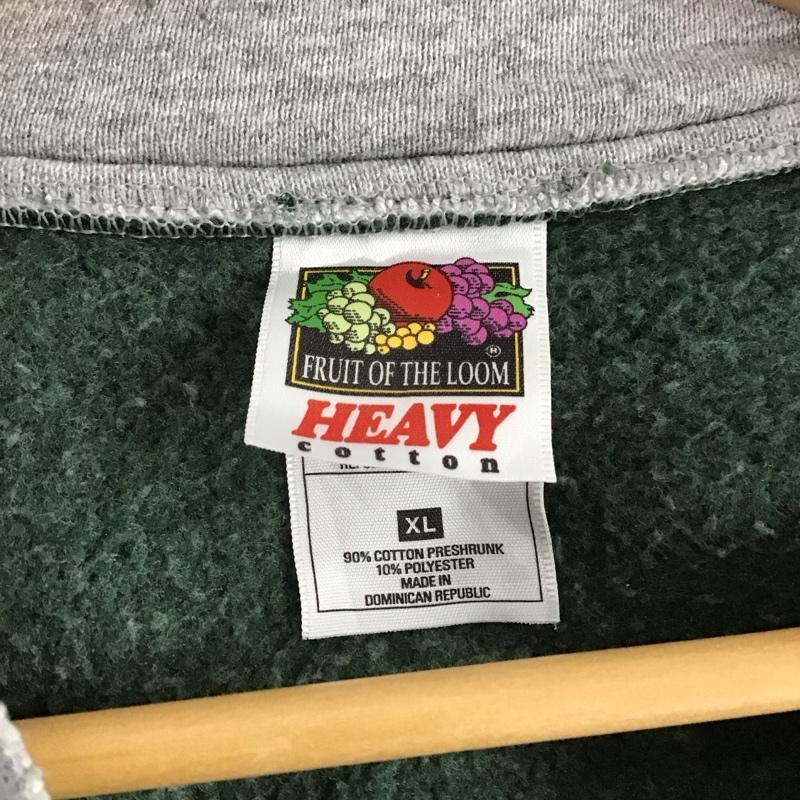 フルーツオブザルーム FRUIT OF THE LOOM トレーナー 長袖 長袖トレーナー スウェット スタンドネック プルオーバー XL ロゴ、文字 緑 / グリーン /  メンズ USED 古着 中古 10137259
