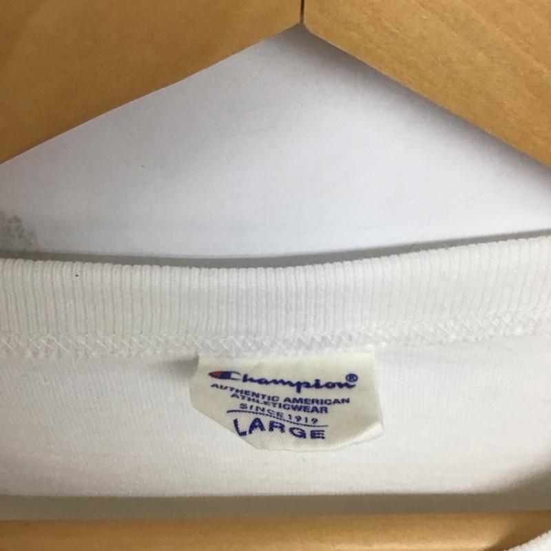 チャンピオン Champion Tシャツ 半袖 c8-r303r 半袖カットソー プリントTシャツ L ロゴ、文字 白 / ホワイト /  メンズ USED 古着 中古 10129647