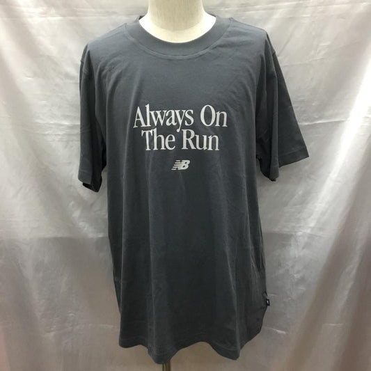 ニューバランス New Balance Tシャツ 半袖 半袖カットソー プリントTシャツ クルーネックカットソー XL ロゴ、文字 灰 / グレー /  メンズ USED 古着 中古 10119709