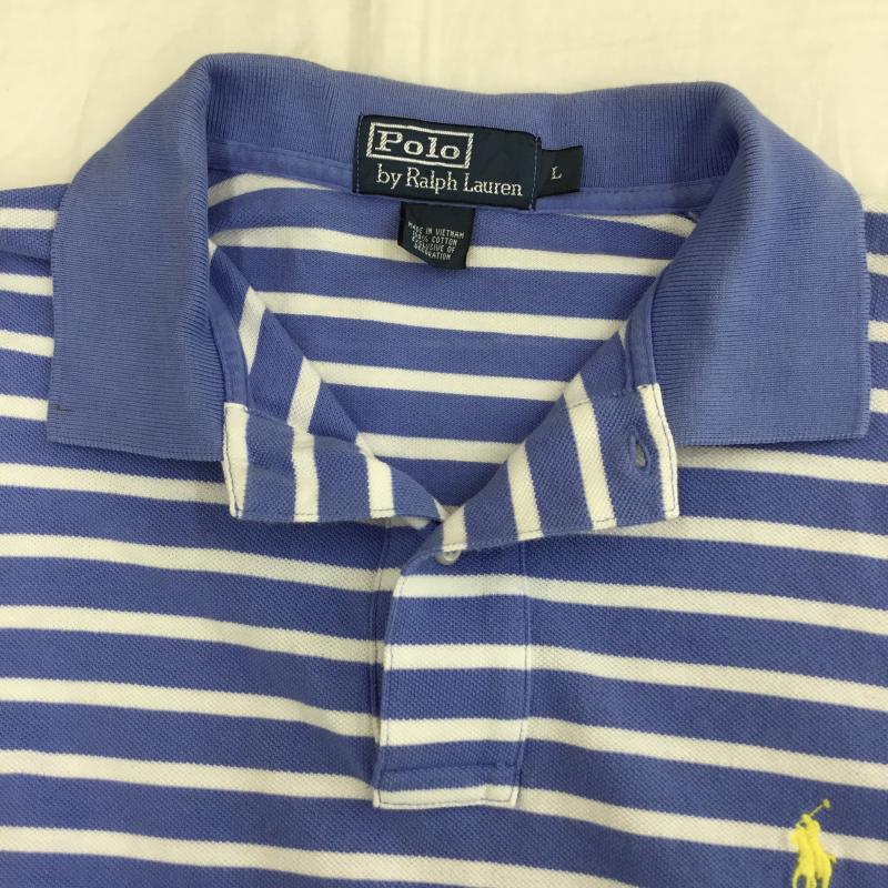 ポロラルフローレン POLO RALPH LAUREN ポロシャツ 半袖 L ボーダー柄 青 / ブルー /  メンズ USED 古着 中古 10133532