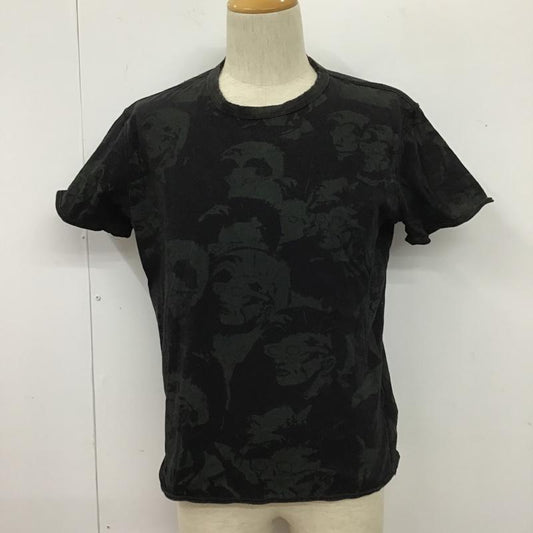 ディーゼル DIESEL Tシャツ 半袖 半袖カットソー プリントTシャツ クルーネックカットソー L 総柄 黒 / ブラック / X カーキ / カーキ /  メンズ USED 古着 中古 10105578