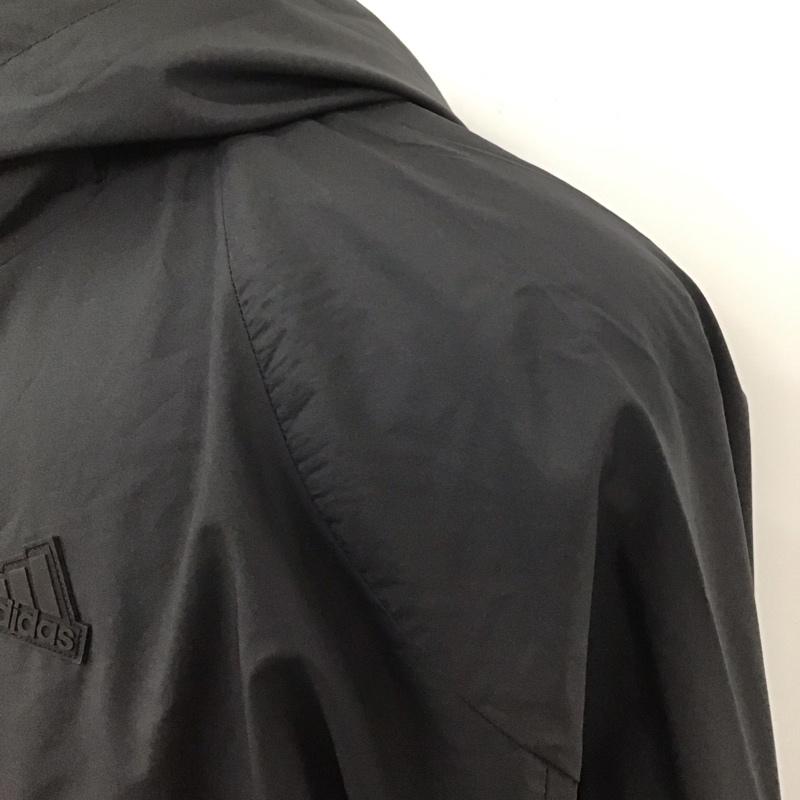 アディダス adidas パーカー 長袖 プルオーバーパーカー ナイロンジャケット ジップアップネックジャケット M ロゴ、文字 黒 / ブラック /  メンズ USED 古着 中古 10120011