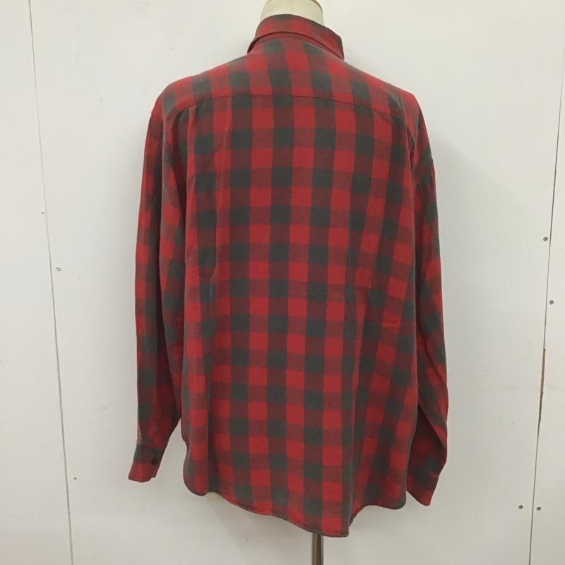 ギャップ GAP シャツ、ブラウス 長袖 胸ポケット XL チェック 赤 / レッド / X 灰 / グレー /  メンズ USED 古着 中古 10107049