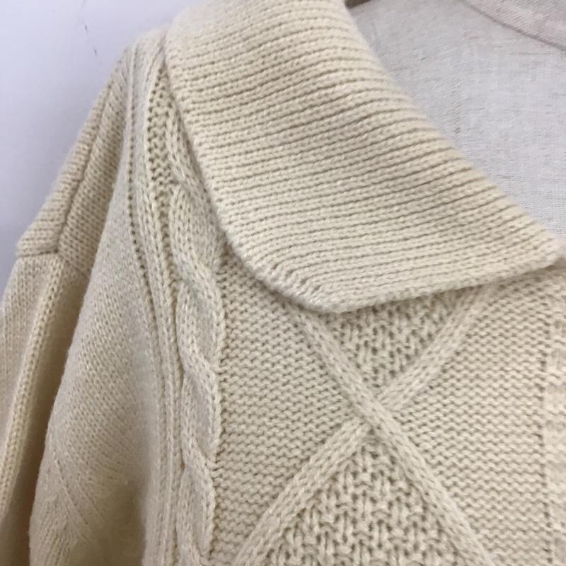 メルロー merlot カーディガン 長袖 襟付き ケーブルニット  アイボリー / アイボリー /  レディース USED 古着 中古 10113779