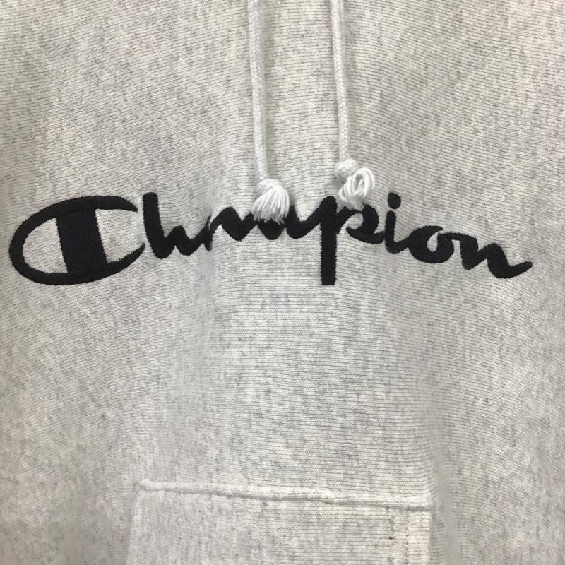 チャンピオン Champion パーカー 長袖 C3-L107 REVERSE WEAVE プルオーバー 裏起毛 M ロゴ、文字 アイボリー / アイボリー /  メンズ USED 古着 中古 10108577