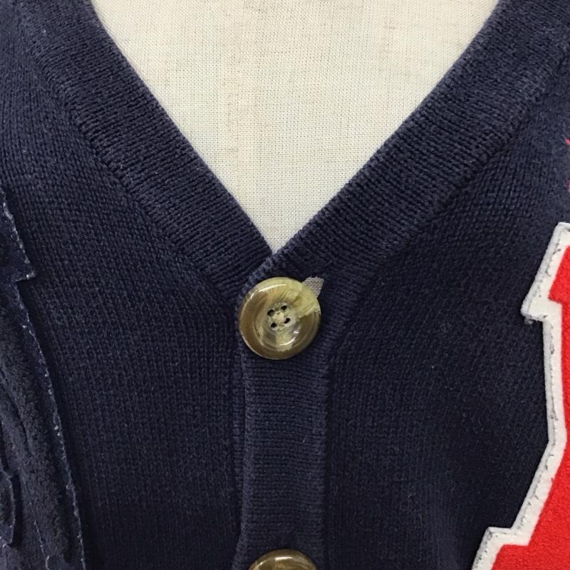 トミー TOMMY カーディガン 長袖 23-4331203-040 コットン Vネック NY M ロゴ、文字 紺 / ネイビー /  レディース USED 古着 中古 10116758