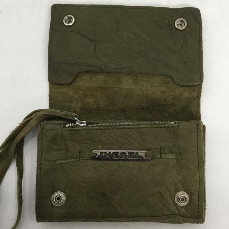 ディーゼル DIESEL 財布 二つ折り レザー 無地 カーキ / カーキ /  メンズ USED 古着 中古 10145161