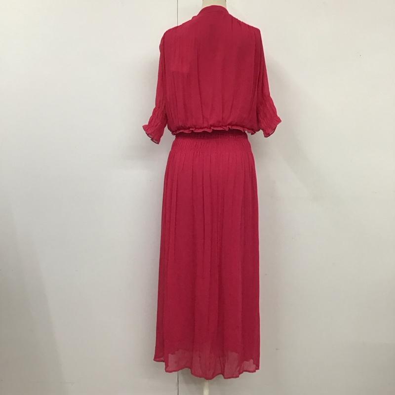 ザラ ZARA ワンピース ロングスカート 9878 151 630 半袖 スキッパー ギャザー シャーリング タグ付き XS 無地 マゼンタ / マゼンタ /  レディース USED 古着 中古 10116680