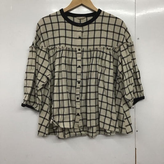 サマンサモスモス Samansa Mos2 シャツ、ブラウス 半袖 1711129 配色ギャザーブラウス FREE チェック 黒 / ブラック / X ベージュ / ベージュ /  レディース USED 古着 中古 10141986