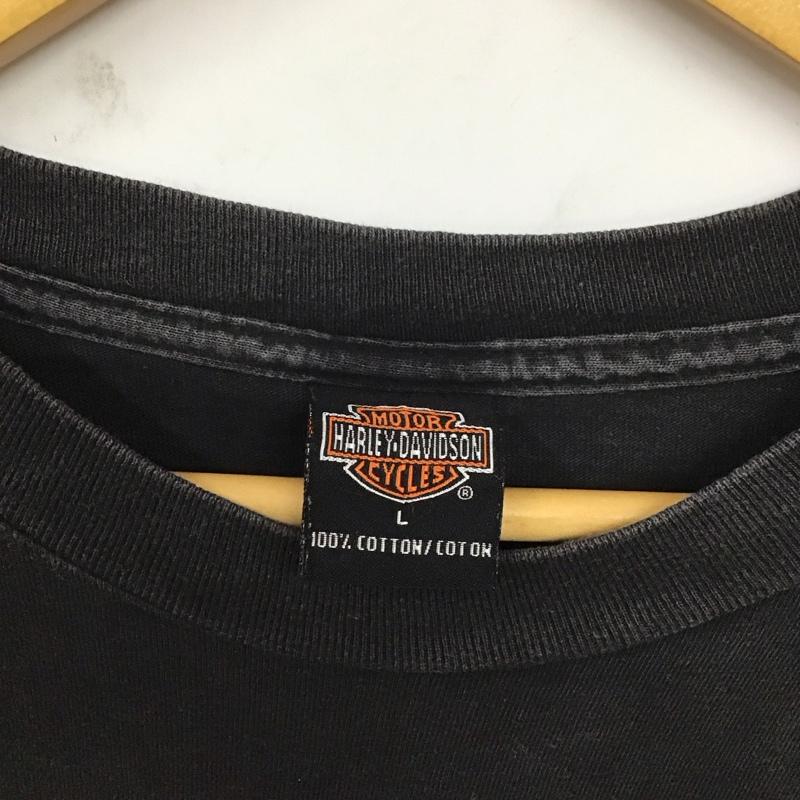 ハーレーダビッドソン Harley-Davidson Tシャツ 半袖 半袖カットソー プリントTシャツ クルーネックカットソー L プリント 黒 / ブラック /  メンズ USED 古着 中古 10129232