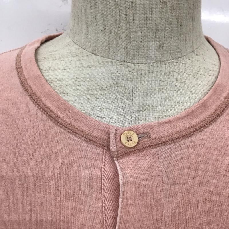 パパス PAPAS Tシャツ 半袖 ヘンリーネック S プリント 桃 / ピンク /  メンズ USED 古着 中古 10109871