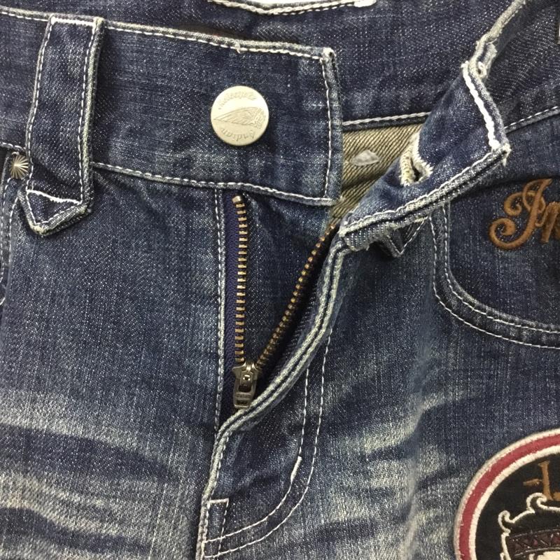 インディアン INDIAN パンツ デニム、ジーンズ デニムパンツ ストレートパンツ スリムパンツ カジュアルパンツ 28インチ ロゴ、文字 インディゴ / インディゴ /  メンズ USED 古着 中古 10120467