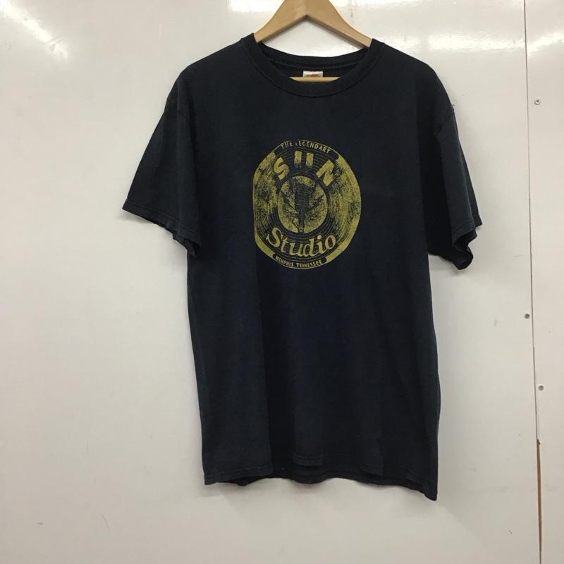 フルーツオブザルーム FRUIT OF THE LOOM Tシャツ 半袖 半袖カットソー プリントTシャツ クルーネックカットソー L プリント 紺 / ネイビー /  メンズ USED 古着 中古 10140147