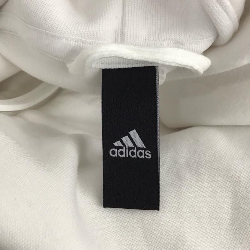 アディダス adidas パーカー 長袖 ジップアップパーカー 長袖パーカー フード付きパーカー ロゴ、文字 白 / ホワイト /  メンズ USED 古着 中古 10123619