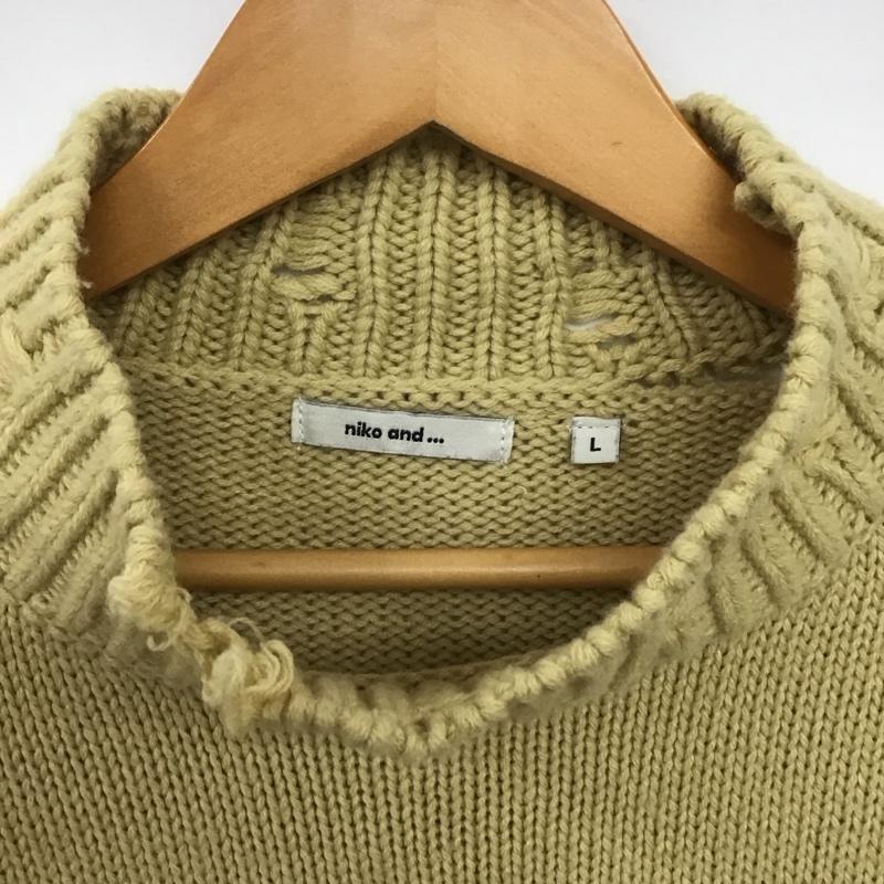ニコアンド niko and... ニット、セーター 長袖 NKN26682CF ダメージ加工 L 無地 黄 / イエロー /  レディース USED 古着 中古 10147787