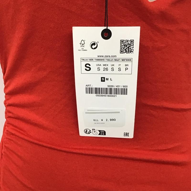 ザラ ZARA タンクトップ タンクトップ 5039 451 600 ノースリーブ ギャザー タグ付き S 無地 赤 / レッド /  レディース USED 古着 中古 10118796