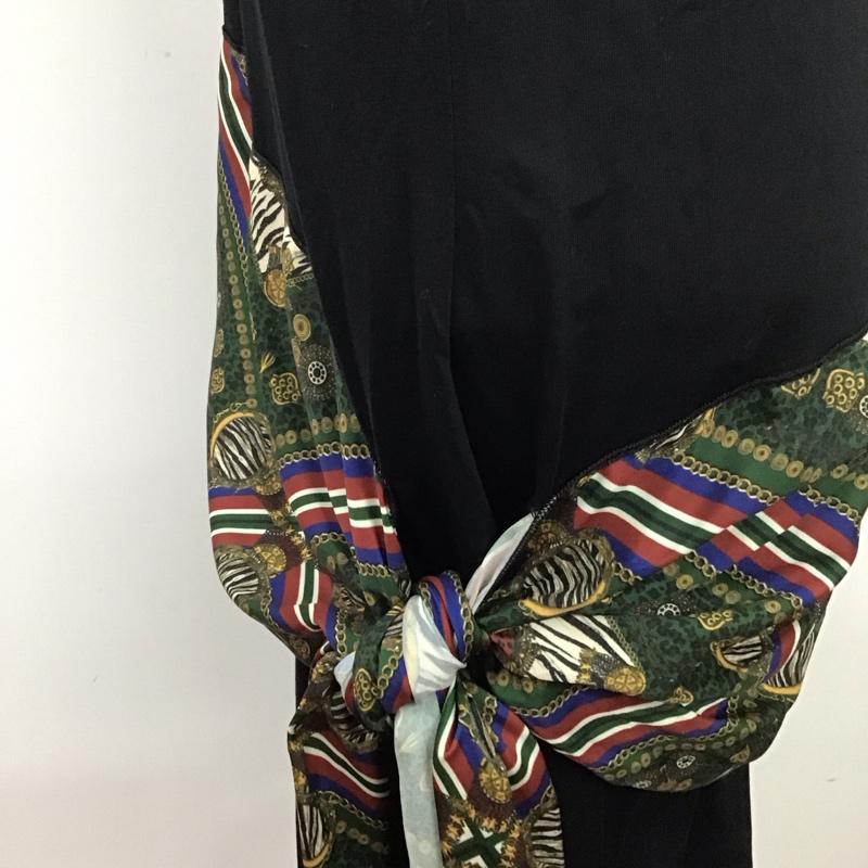 ザラ ZARA ワンピース ロングスカート M 無地 X バンダナ柄 黒 / ブラック /  レディース USED 古着 中古 10114144