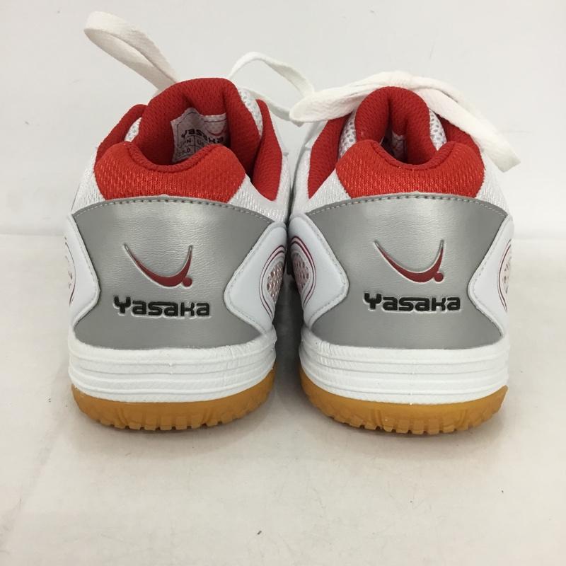 ヤサカ YASAKA スニーカー スニーカー E-200 ジェット インパクト 卓球シューズ 25cm 箱有 25.0cm ロゴ、文字 白 / ホワイト / X 赤 / レッド /  レディース USED 古着 中古 10147913