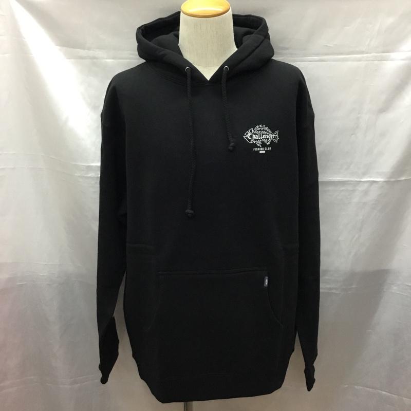 チャレンジャー CHALLENGER パーカー 長袖 CLG-CS 019-015 Fishing Club Hoodie 裏起毛 L ロゴ、文字 黒 / ブラック /  メンズ USED 古着 中古 10109685