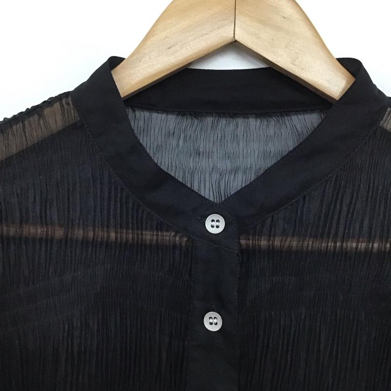 ジーナシス JEANASIS シャツ、ブラウス 長袖 js063429mc ワッシャーシアーバンドカラーシャツ FREE 無地 黒 / ブラック /  レディース USED 古着 中古 10144590