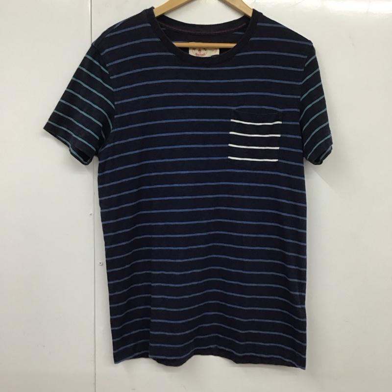 ブルックスブラザーズ BROOKS BROTHERS Tシャツ 半袖 半袖カットソー プリントTシャツ クルーネックカットソー S ボーダー柄 紺 / ネイビー /  メンズ USED 古着 中古 10131488