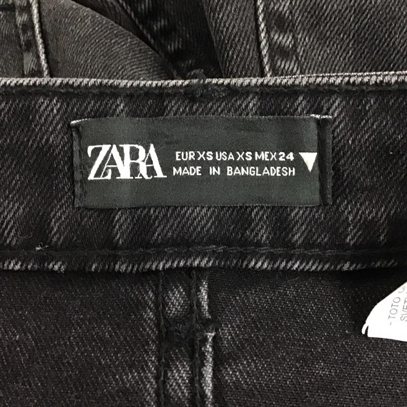 ザラ ZARA スカート ひざ丈スカート 9374 891 800 デニム ひざ下丈 スリット XS 無地 黒 / ブラック /  レディース USED 古着 中古 10124995