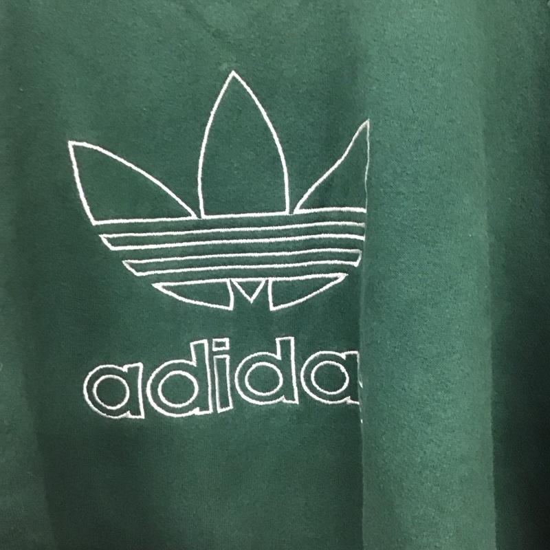 アディダス adidas トレーナー 長袖 長袖トレーナー スウェット クルーネック プルオーバー L ロゴ、文字 緑 / グリーン /  メンズ USED 古着 中古 10146231