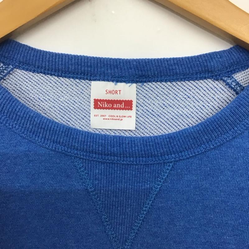 ニコアンド niko and... トレーナー 半袖 無地 X 刺繍 青 / ブルー /  レディース USED 古着 中古 10140699