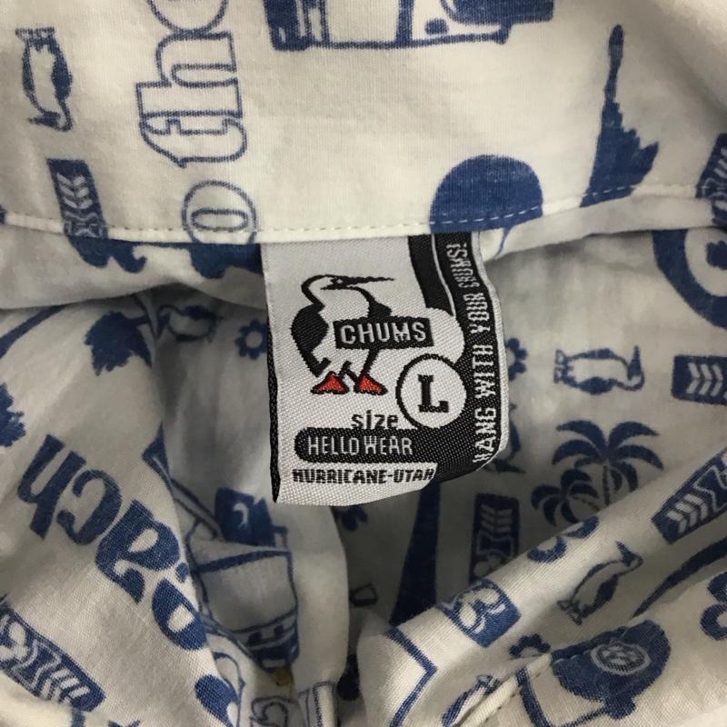 チャムス CHUMS シャツ、ブラウス 半袖 CH02-1073 アロハシャツ コットン L 総柄 白 / ホワイト / X 緑 / グリーン /  メンズ USED 古着 中古 10108179