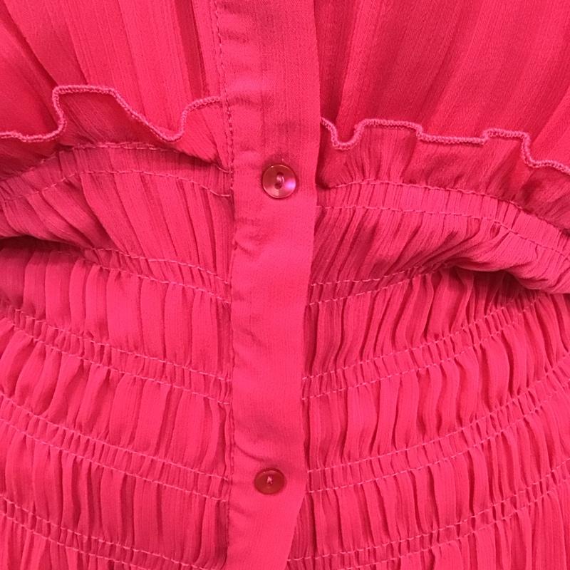 ザラ ZARA ワンピース ロングスカート 9878 151 630 半袖 スキッパー ギャザー シャーリング タグ付き XS 無地 マゼンタ / マゼンタ /  レディース USED 古着 中古 10116680