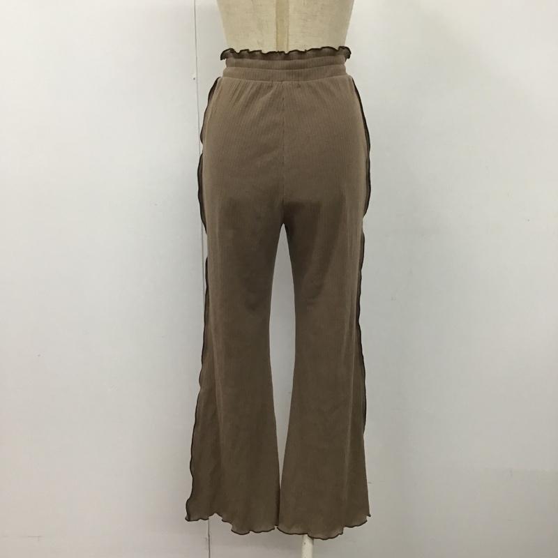 ダブルクローゼット w closet ボトムス ボトムス カジュアルパンツ フレアパンツ スリムパンツ ウエストフリルパンツ FREE 無地 茶 / ブラウン /  レディース USED 古着 中古 10105640