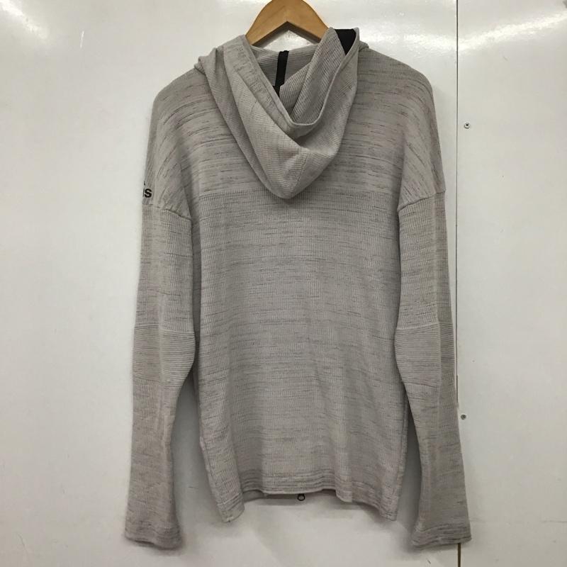 アディダス adidas パーカー 長袖 cf0636 PRIMEKNITHOODIE ジップアップパーカー スポーツウェア ロゴ、文字 灰 / グレー /  メンズ USED 古着 中古 10141219