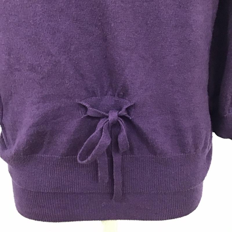 バーバリーブルーレーベル BURBERRY BLUE LABEL アンサンブルニット 七分袖 FBF06-605-36 ノースリーブニット クルーネック カーディガン 38 ワンポイント 紫 / パープル /  レディース USED 古着 中古 10115479