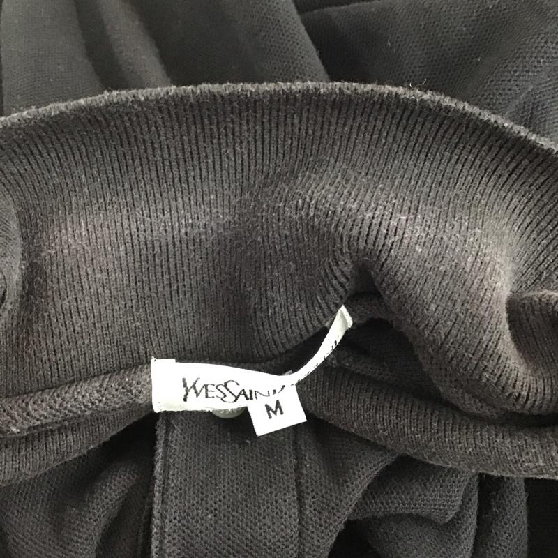 イヴサンローラン Yves Saint Laurent カットソー 長袖 長袖ポロシャツ 長袖カットソー カラーシャツ M ロゴ、文字 黒 / ブラック /  メンズ USED 古着 中古 10144967