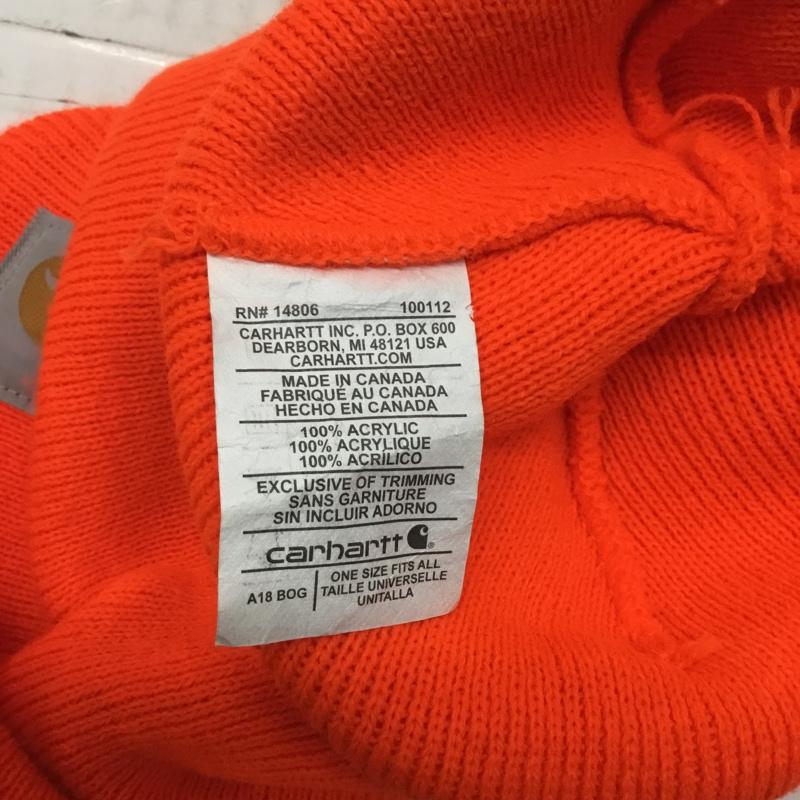 カーハート Carhartt 帽子 ニット帽 A18 BOG ワッチ ロゴ、文字 橙 / オレンジ /  メンズ USED 古着 中古 10113726