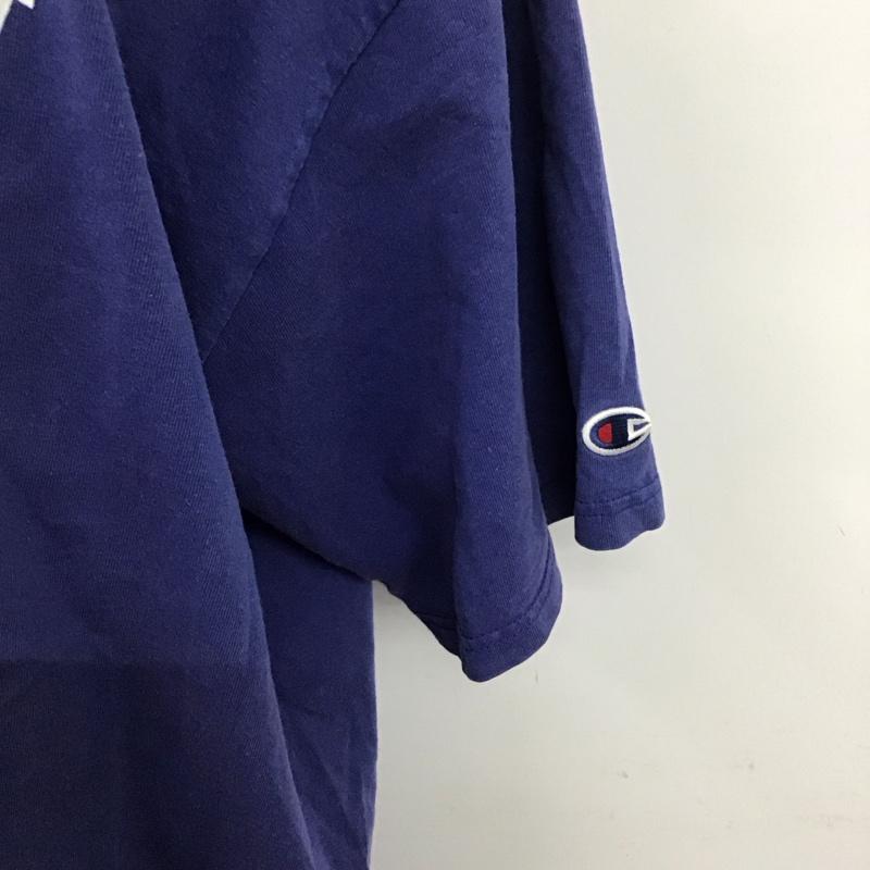 チャンピオン Champion Tシャツ 半袖 半袖カットソー プリントTシャツ クルーネックカットソー XXL ロゴ、文字 青 / ブルー /  メンズ USED 古着 中古 10125052