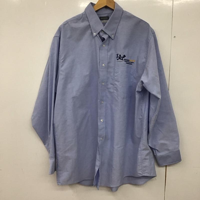 ウ゛ァンヒューゼン VANHEUSEN シャツ、ブラウス 長袖 長袖シャツ 無地シャツ カラーシャツ ボタンダウンシャツ XL ロゴ、文字 水色 / ライトブルー /  メンズ USED 古着 中古 10147020