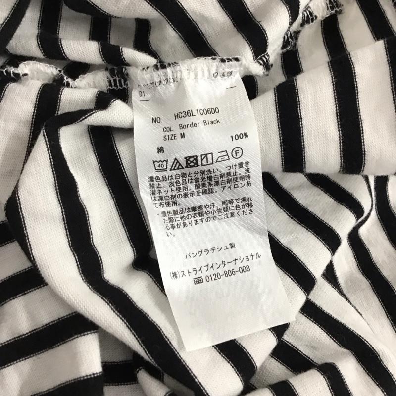 アメリカンホリック AMERICAN HOLIC Tシャツ 半袖 M ボーダー柄 白 / ホワイト / X 黒 / ブラック /  レディース USED 古着 中古 10142259