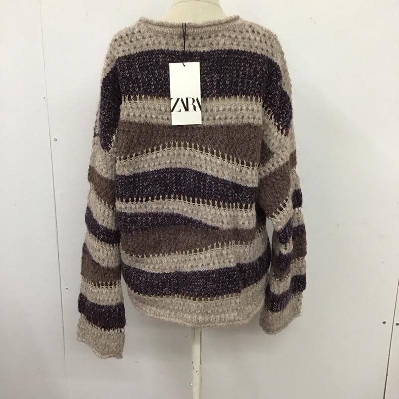 ザラ ZARA ニット、セーター 長袖 長袖ニットカットソー ニット セーター クルーネックニット M ボーダー柄 マルチカラー / マルチカラー /  レディース USED 古着 中古 10124232