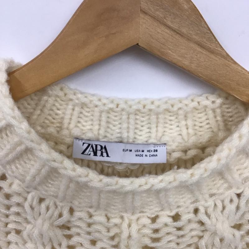 ザラ ZARA ニット、セーター 長袖 M 無地 白 / ホワイト /  レディース USED 古着 中古 10130335