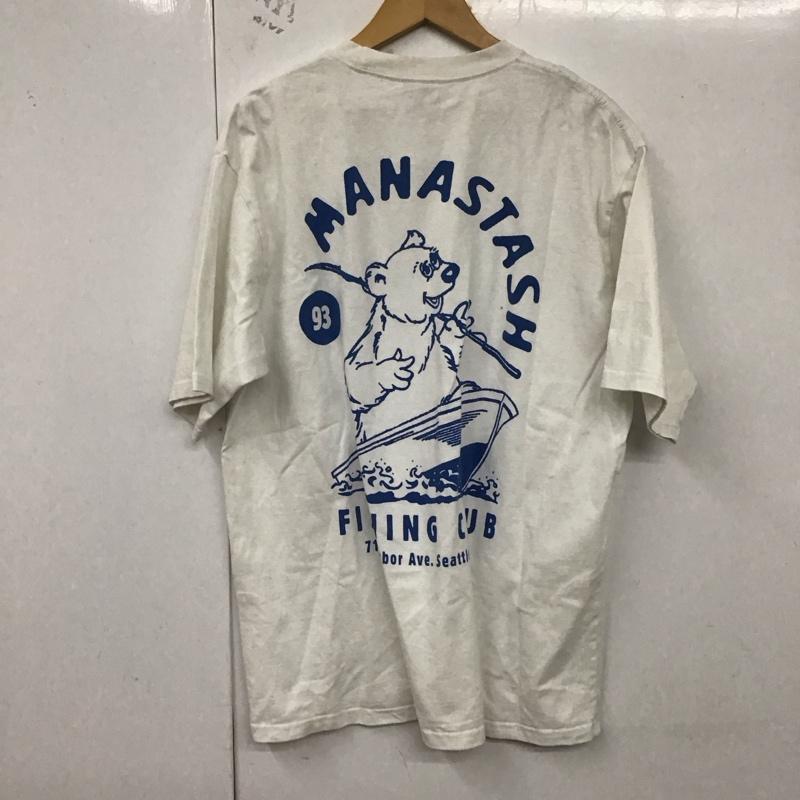 マナスタッシュ MANASTASH Tシャツ 半袖 半袖カットソー プリントTシャツ クルーネックカットソー L ロゴ、文字 白 / ホワイト /  メンズ USED 古着 中古 10128790