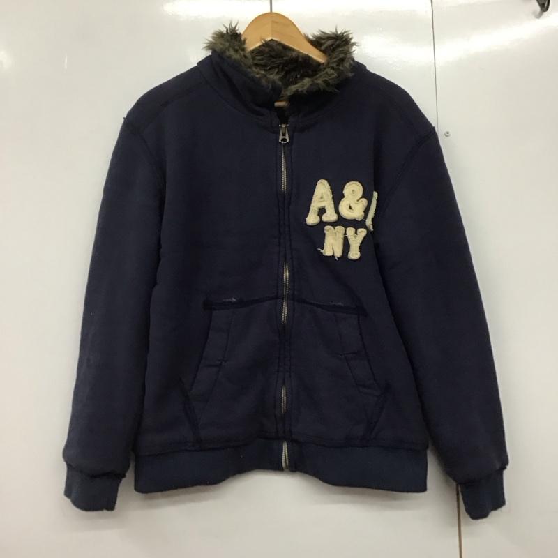 アバクロンビーアンドフィッチ ABERCROMBIE&FITCH パーカー 長袖 ジップアップパーカー 長袖パーカー カジュアルジャケット S ロゴ、文字 紺 / ネイビー /  メンズ USED 古着 中古 10141482
