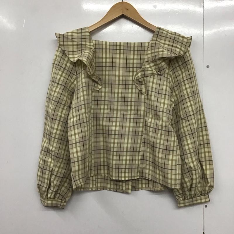 マジェスティックレゴン MAJESTIC LEGON シャツ、ブラウス 長袖 1002030506 スウィートフリルブラウス タグ付き M チェック ベージュ / ベージュ /  レディース USED 古着 中古 10141988