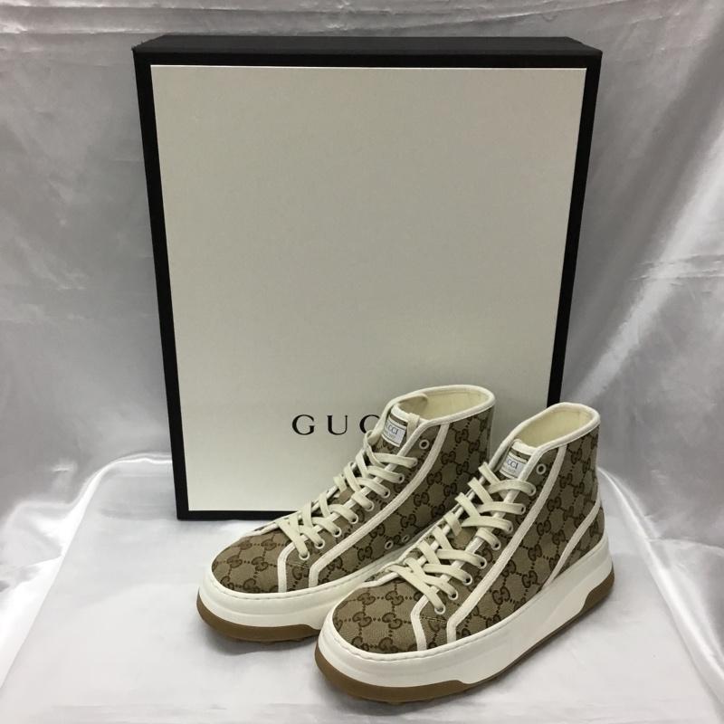 グッチ GUCCI スニーカー スニーカー GG ハイカット 箱有 総柄 ベージュ / ベージュ / X 白 / ホワイト /  メンズ USED 古着 中古 10109199