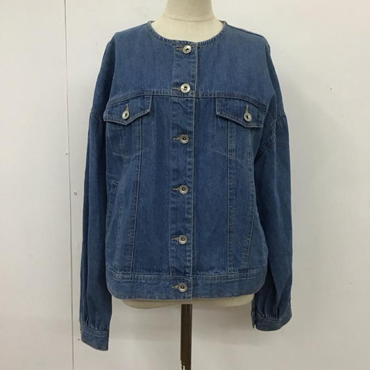 エヘカソポ ehka sopo ジャケット、上着 ジャケット、ブレザー 1302330 ノーカラー デニムジャケット M 無地 青 / ブルー /  レディース USED 古着 中古 10114758