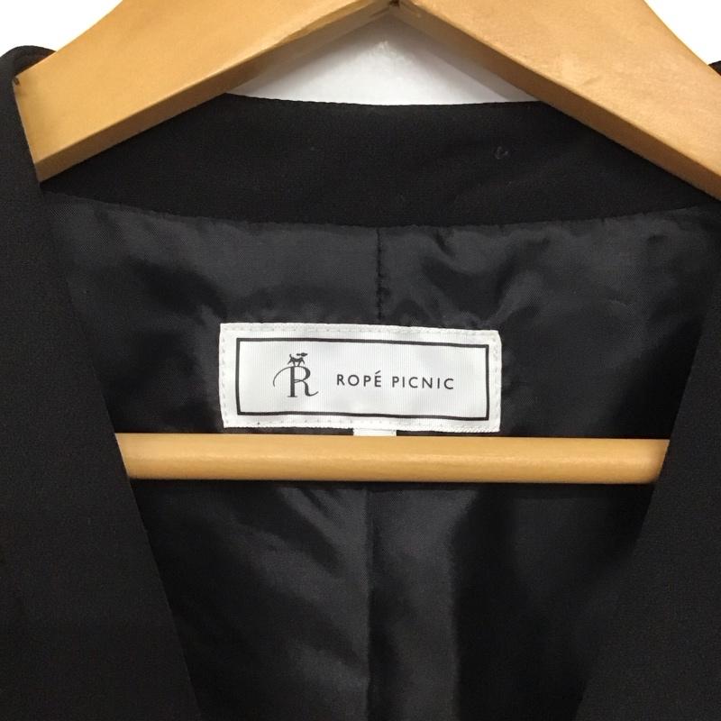 ロペピクニック ROPE  PICNIC ジャケット、上着 ジャケット、ブレザー カジュアルジャケット アウター ノーカラージャケット 40 無地 黒 / ブラック /  レディース USED 古着 中古 10142507