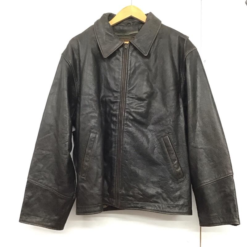 古着 USED ジャケット、上着 ジャケット、ブレザー ジップアップレザージャケット アウター 古着 XL 無地 茶 / ブラウン /  メンズ USED 古着 中古 10143481