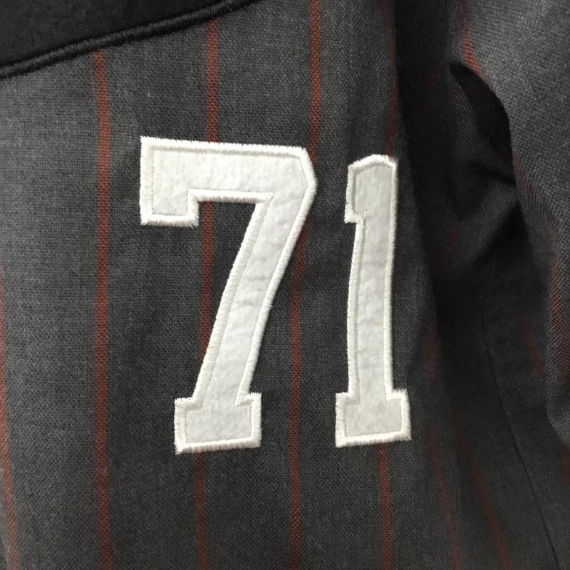 スターター STARTER シャツ、ブラウス 半袖 半袖シャツ ノーカラーシャツ 半袖カットソー ストライプシャツ 46 ロゴ、文字 灰 / グレー /  メンズ USED 古着 中古 10120832