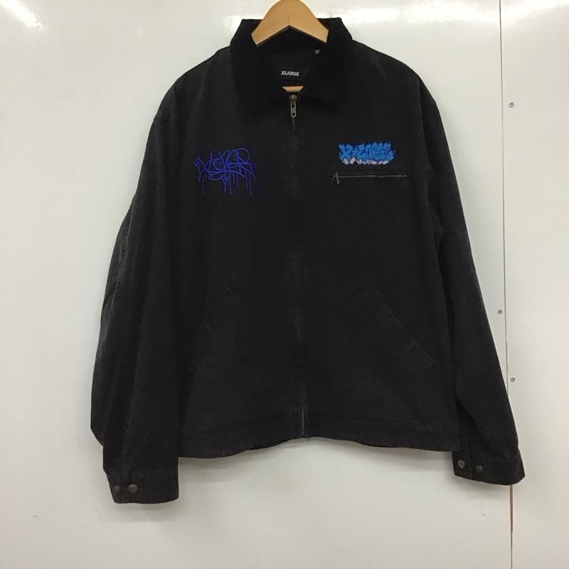 エクストララージ XLARGE ジャケット、上着 ジャケット、ブレザー ジップアップジャケット アウター カラージャケット L ロゴ、文字 黒 / ブラック /  メンズ USED 古着 中古 10136858